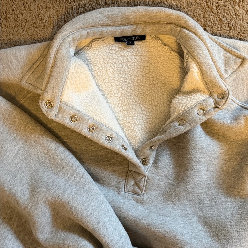 Paper moon oversized grey balloon sleeve sweatshirt dos all sizes - Picture 2 of 3